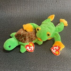 Vintage Ty Beanie Baby Bundle “Speedy” Turtle and “Smoochy” Frog